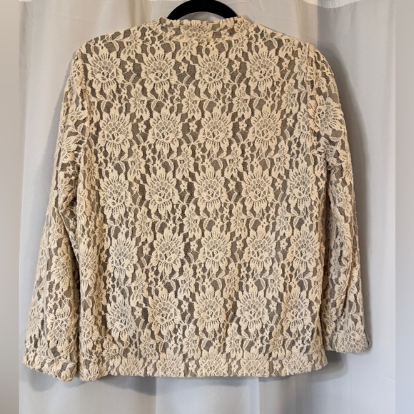 Ivory / Cream Lace Zip-Front Jacket | Y2K Romantic Boho Festival - Picture 7 of 12